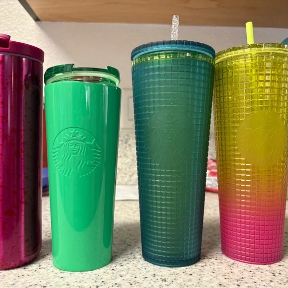 Starbucks Vibrant Tumbler Collection - Red, Green, Teal, Yellow-Pink - Picture 1 of 4